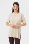Kadın Yırtmaçlı Fitilli Oversize Uzun Tişört 240045 -