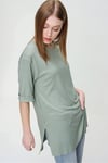 Kadın Yırtmaçlı Fitilli Oversize Uzun Tişört 240045 -