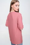 Kadın Yırtmaçlı Fitilli Oversize Uzun Tişört 240045 -