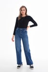 Kadın Yüksek Bel Geniş Paça Bol,salaş Palazzo Jeans 250410 -