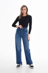 Kadın Yüksek Bel Geniş Paça Bol,salaş Palazzo Jeans 250410 -