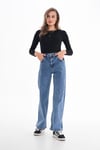 Kadın Yüksek Bel Geniş Paça Bol,salaş Palazzo Jeans 250410 -