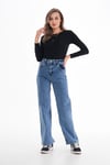 Kadın Yüksek Bel Geniş Paça Bol,salaş Palazzo Jeans