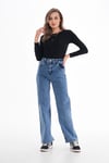 Kadın Yüksek Bel Geniş Paça Bol,salaş Palazzo Jeans