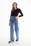 Kadın Yüksek Bel Geniş Paça Bol,salaş Palazzo Jeans 250410 -