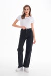 Kadın Yüksek Bel Geniş Paça Bol,salaş Palazzo Jeans 250410 -