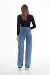 Kadın Yüksek Bel Geniş Paça Bol,salaş Palazzo Jeans 250410 -