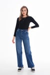 Kadın Yüksek Bel Geniş Paça Bol,salaş Palazzo Jeans 250410 -