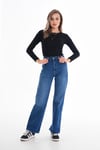 Kadın Yüksek Bel Geniş Paça Bol,salaş Palazzo Jeans 250410 -