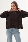 Kadın Zikzak Desenli Triko Örme Kazak 260468 -