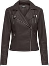 ONLY OnlGemma Kadın Suni Deri Fermuarlı Biker Ceket Chocolate Torte