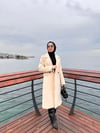 Krem Zımba Detaylı Kaban