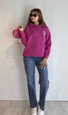  Kadın Kapüşonlu Baskı Detaylı Kanguru Cepli Oversize Fuşya Sweatshirt -Sweatshirt-Tf The Fancy For You-8187-6- Kadın Kapüşonlu Baskı Detaylı Kanguru Cepli Oversize Fuşya Sweatshirt 