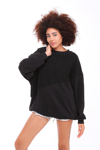 Fancy Bisiklet Yaka Garnili Sırt Detaylı Sweatshirt-Sweatshirt-Tf The Fancy For You-9051-