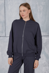 Fancy Kadın Bomber Yaka İçi Şardonsuz Fermuarlı Oversize Fit Sweatshirt-Sweatshirt-Tf The Fancy For You-9393swt-