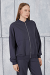 Fancy Kadın Bomber Yaka İçi Şardonsuz Fermuarlı Oversize Fit Sweatshirt-Sweatshirt-Tf The Fancy For You-9393swt-