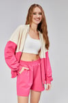 Fancy Kadın Çift Renkli Fermuarlı Takım Bej-Fuşya-İKİLİ TAKIM-Tf The Fancy For You-9563-