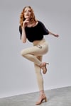 Fancy Kadın Kalp Detaylı Yüksek Bel Slim Fit Tayt Bej-YENİ GELENLER-Tf The Fancy For You-8621-