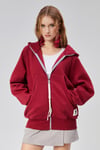Fancy Kadın Kanguru Cepli Kapşonlu Sweatshırt Bordo-HOODIE-Tf The Fancy For You-9954-