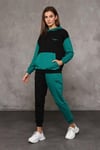 Fancy Kadın Kapüşonlu Nakışlı Kanguru Cepli Renk Bloklu Eşofman Takımı-Eşofman Takımı-Tf The Fancy For You-8165tkm-