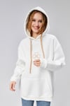 Fancy Kadın Nakışlı Kapşonlu Sweatshırt Ekru-HOODIE-Tf The Fancy For You-9793-