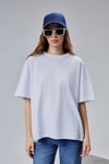 Fancy Kadın Oversize Kalıp Bisiklet Yaka %100 Pamuk Basic T-shirt Beyaz-T-SHİRT-Tf The Fancy For You-9449-Kadın Oversize Kalıp Bisiklet Yaka %100 Pamuk Basic Tişört 