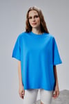 Fancy Kadın Oversize Kalıp Bisiklet Yaka %100 Pamuk Basic T-shirt Beyaz-T-SHİRT-Tf The Fancy For You-9449-Kadın Oversize Kalıp Bisiklet Yaka %100 Pamuk Basic Tişört 