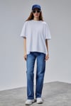 Fancy Kadın Oversize Kalıp Bisiklet Yaka %100 Pamuk Basic T-shirt Beyaz-T-SHİRT-Tf The Fancy For You-9449-Kadın Oversize Kalıp Bisiklet Yaka %100 Pamuk Basic Tişört 