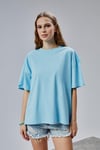 Fancy Kadın Oversize Kalıp Bisiklet Yaka %100 Pamuk Basic T-shirt Beyaz-T-SHİRT-Tf The Fancy For You-9449-Kadın Oversize Kalıp Bisiklet Yaka %100 Pamuk Basic Tişört 