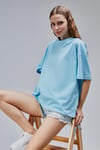 Fancy Kadın Oversize Kalıp Bisiklet Yaka %100 Pamuk Basic T-shirt Beyaz-T-SHİRT-Tf The Fancy For You-9449-Kadın Oversize Kalıp Bisiklet Yaka %100 Pamuk Basic Tişört 
