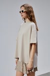 Fancy Kadın Oversize Kalıp Bisiklet Yaka %100 Pamuk Basic T-shirt Beyaz-T-SHİRT-Tf The Fancy For You-9449-Kadın Oversize Kalıp Bisiklet Yaka %100 Pamuk Basic Tişört 