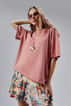 Fancy Kadın Oversize Kalıp Bisiklet Yaka %100 Pamuk Basic T-shirt Beyaz-T-SHİRT-Tf The Fancy For You-9449-Kadın Oversize Kalıp Bisiklet Yaka %100 Pamuk Basic Tişört 