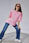 Fancy Kadın Oversize Kalıp Bisiklet Yaka %100 Pamuk Basic T-shirt Beyaz-T-SHİRT-Tf The Fancy For You-9449-Kadın Oversize Kalıp Bisiklet Yaka %100 Pamuk Basic Tişört 