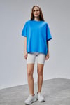 Fancy Kadın Oversize Kalıp Bisiklet Yaka %100 Pamuk Basic T-shirt Beyaz-T-SHİRT-Tf The Fancy For You-9449-Kadın Oversize Kalıp Bisiklet Yaka %100 Pamuk Basic Tişört 