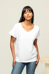 Fancy Kadın V Yaka Yarasa Kollu Basic Tişört-T-Shirt-Tf The Fancy For You-7088-