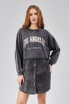 Fancy Kadın Yıkamalı Sweat Elbise-ELBİSE-Tf The Fancy For You-9907-