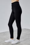 Fancy Kadın Yüksek Bel Siyah Basic Slim Fit Tayt-TAYT-Tf The Fancy For You-8340-Kadın Yüksek Bel Toparlayıcı Spor Tayt