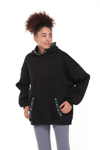 Fancy Nakış Detaylı Kapüşonlu Şardonlu Oversize Sweatshirt-Sweatshirt-Tf The Fancy For You-9032-
