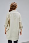 Kadın Apoletli Katlamalı Uzun Kol Oversize Bej Gömlek-Gömlek -Tf The Fancy For You-7074-2-Kadın Apoletli Katlamalı Uzun Kol Oversize Bej Gömlek