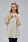 Kadın Apoletli Katlamalı Uzun Kol Oversize Gömlek -Gömlek -Tf The Fancy For You-7074-Kadın %100 Pamuklu Kol Katlamalı Apoletli Bol Kesim Oversize Basic Keten Gömlek 