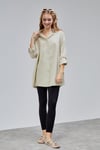 Kadın Apoletli Katlamalı Uzun Kol Oversize Bej Gömlek-Gömlek -Tf The Fancy For You-7074-2-Kadın Apoletli Katlamalı Uzun Kol Oversize Bej Gömlek