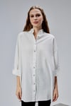 Kadın Apoletli Katlamalı Uzun Kol Oversize Gömlek - Ekru -GÖMLEK-Tf The Fancy For You-7074gmlk-Kadın %100 Pamuklu Kol Katlamalı Apoletli Bol Kesim Oversize Basic Keten Gömlek 