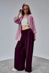 Kadın Apoletli Katlamalı Uzun Kol Oversize Gül Kurusu Gömlek-Gömlek -Tf The Fancy For You-7074-1-Kadın Apoletli Katlamalı Uzun Kol Oversize Gül Kurusu Gömlek
