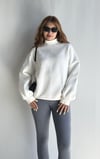 Kadın Balıkçı Yaka Uzun Kollu Basic Sweatshirt - Ekru -Sweatshirt-Tf The Fancy For You-83041-Kadın Bisiklet Yaka Düşük Kollu Basic Sweatshirt 