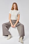 Kadın Bel Lastikli Double Face Kumaş Pileli Geniş Paça Pantolon -PANTOLON-Tf The Fancy For You-97514-Kadın Pileli Model Kumaş Geniş Pantolon