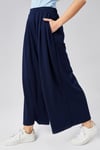 Kadın Bel Lastikli Double Face Kumaş Pileli Geniş Paça Pantolon -PANTOLON-Tf The Fancy For You-97514-Kadın Pileli Model Kumaş Geniş Pantolon