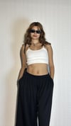 Kadın Bel Lastikli Double Face Kumaş Pileli Geniş Paça Siyah Pantolon-Pantolon-Tf The Fancy For You-9751-1-Kadın Bel Lastikli Double Face Kumaş Pileli Geniş Paça Siyah Pantolon