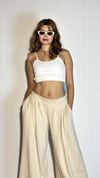 Kadın Bel Lastikli Double Face Kumaş Pileli Geniş Paça Ekru Pantolon-Pantolon-Tf The Fancy For You-9751-3-Kadın Bel Lastikli Double Face Kumaş Pileli Geniş Paça Ekru Pantolon