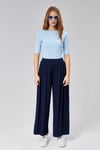 Kadın Bel Lastikli Double Face Kumaş Pileli Geniş Paça Pantolon -PANTOLON-Tf The Fancy For You-97514-Kadın Pileli Model Kumaş Geniş Pantolon