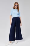 Kadın Bel Lastikli Double Face Kumaş Pileli Geniş Paça Pantolon -PANTOLON-Tf The Fancy For You-97514-Kadın Pileli Model Kumaş Geniş Pantolon